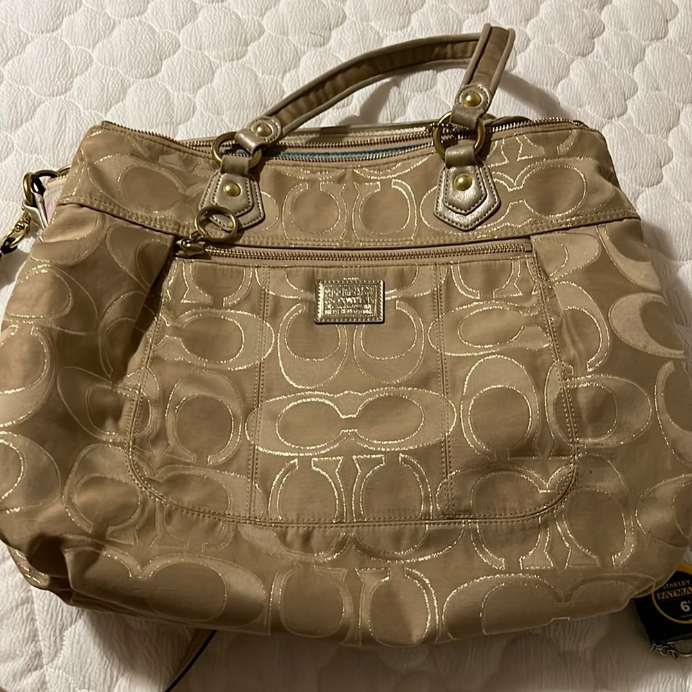 Coach Tote Bag. Gold Color 16 inches wide. 13 inches tall